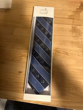 Masters Navy and Light Blue Striped Tie with Golf Motif